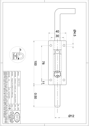 Catenaccio Rotondo con Portalucchetto con Asta Lunga - IBFM