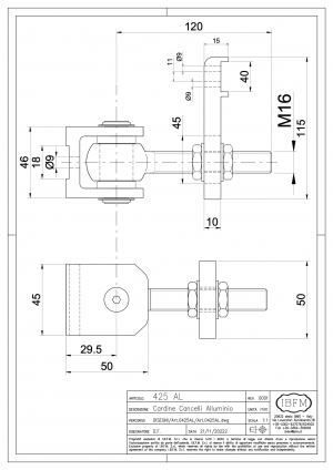 Bisagra ortogonal con placa de aluminio para atornillar - IBFM