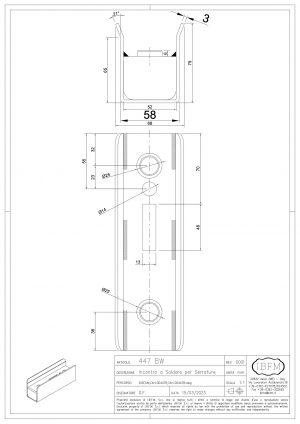 Incontro con scatolato, per serratura a gancio tipo Art. 447  - IBFM