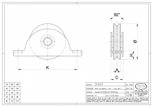 Polea en Inox con Soporte Interior - 1 Rodamiento de Bola - Canal V - IBFM