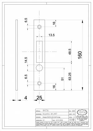 Contropiastra per Serratura a Gancio per Art. 447 - IBFM